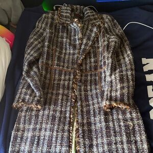 True Meaning Women's Tweed Blazer - Brown and Cream